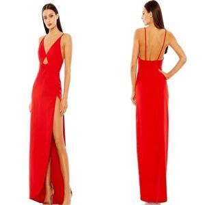 Mac Duggal 27434 Red High Slit Gown
